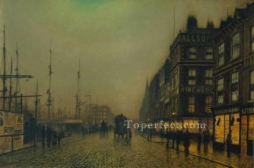 Liverpool Quay by Moonlight TCS city scenes John Atkinson Grimshaw Oil Paintings